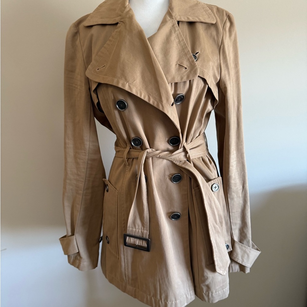 Millard filmore Women's Tan Double-Breasted Trench Coat Sz m